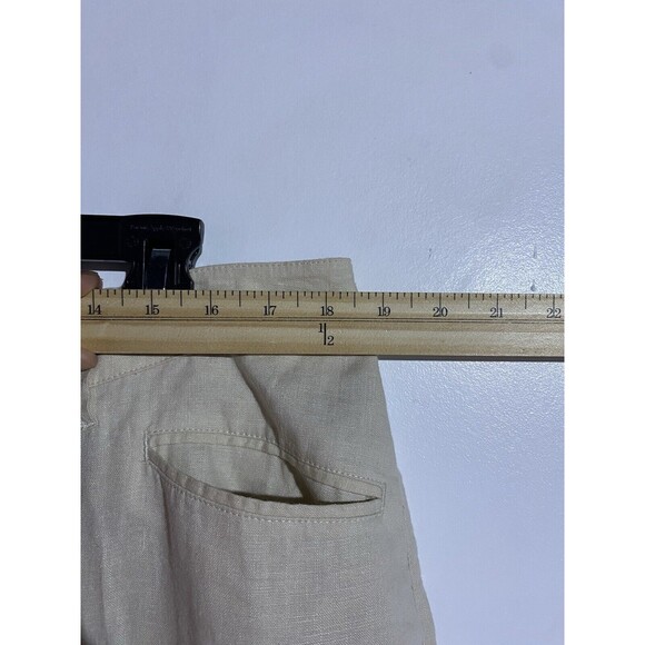 Chicos Pants Womens 3 Linen Beige Beach Coastal Travel Resort Wide Leg - Picture 8 of 10